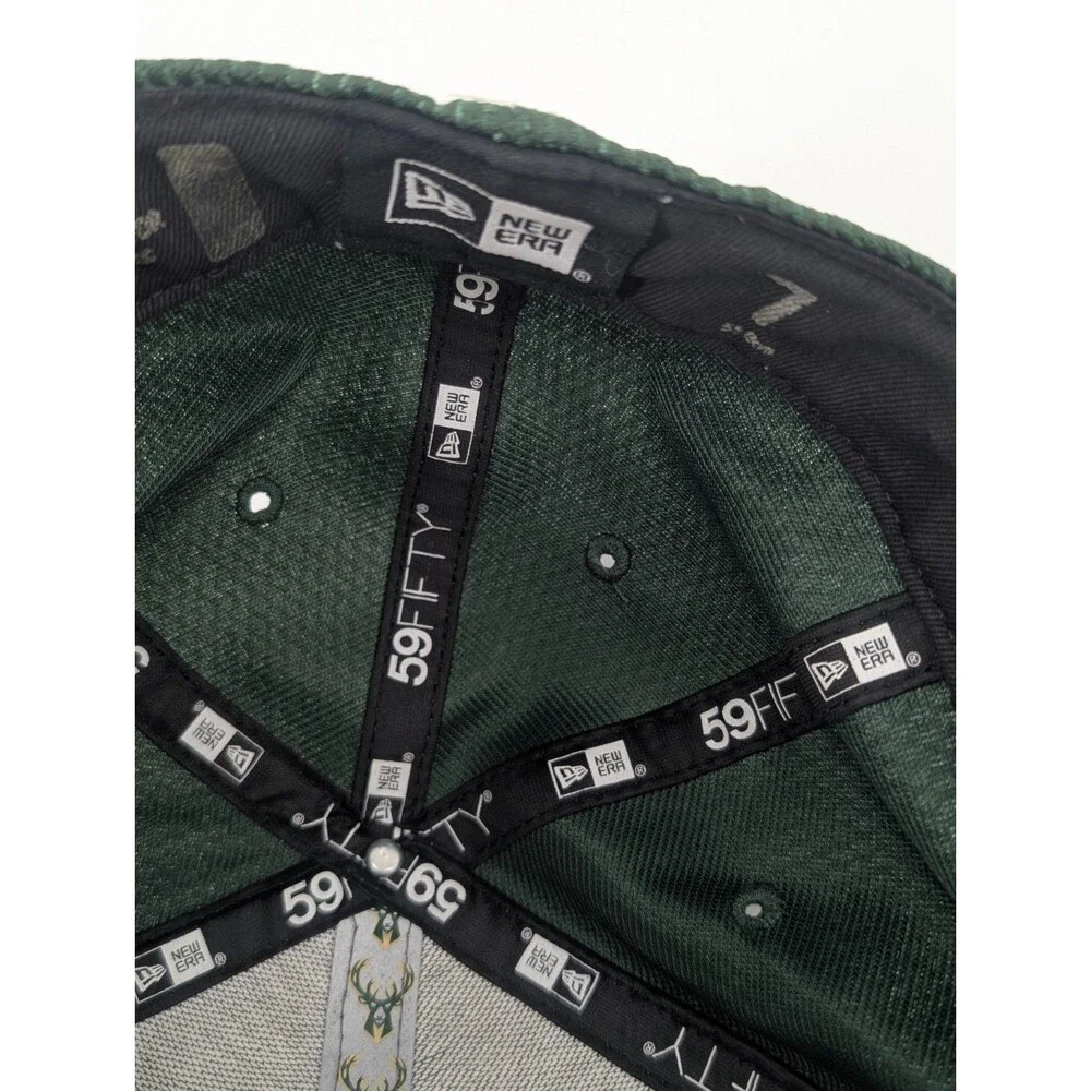 New Era Milwaukee Bucks NBA Green Suede Feel Snapback Hat One Size Fits All